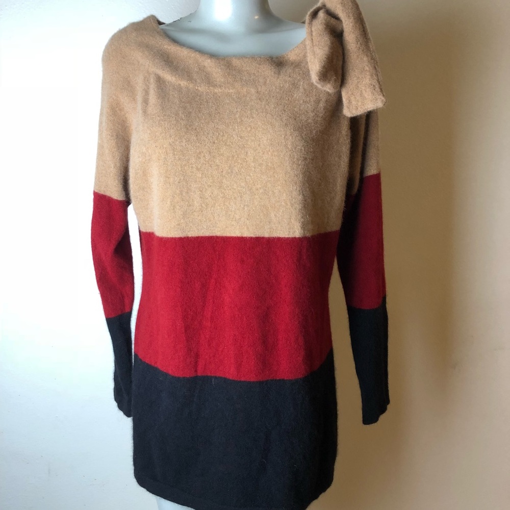 Color block angora blend sweater